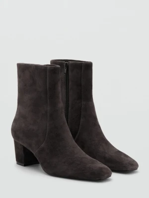 Botki z zamszu na klockowym obcasie ciemnoszary - Kobieta - - MANGO