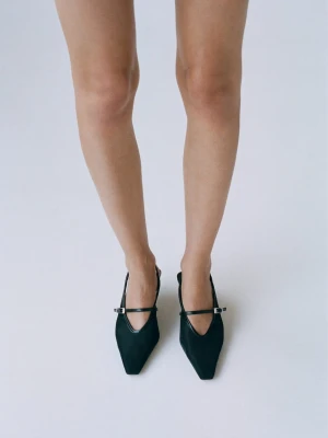 MANGO - Buty na obcasie z siateczki z klamrą czarny - - Kobieta