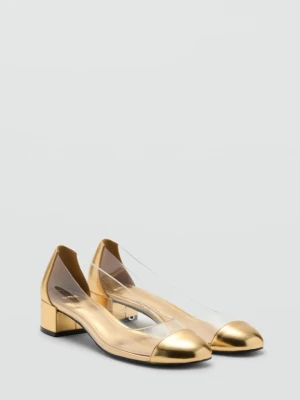 MANGO - Buty na obcasie z łączonego winylu złoty - - Kobieta