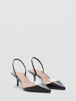 MANGO - Buty na obcasie z winylowym paskiem czarny - - Kobieta