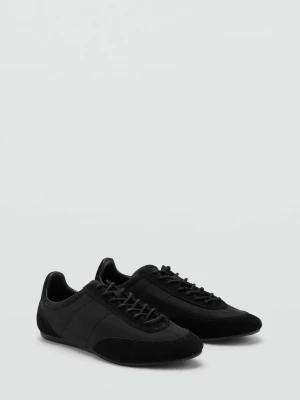 MANGO - Buty sportowe z łączonych materiałów z zamszem czarny - - Kobieta