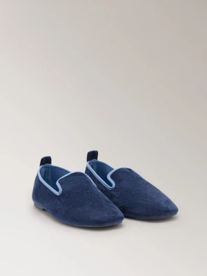 MANGO - Buty welurowe z lamówką ciemnoniebieski - - Kobieta