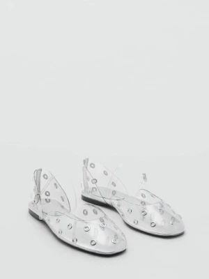 MANGO - Buty winylowe z oczkami srebrny - - Kobieta