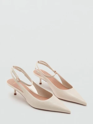 MANGO - Buty z noskiem w szpic na obcasie kaczuszka beżowy - - Kobieta