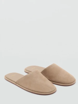 MANGO - Buty zamszowe z odkrytą piętą piaskowy - - Kobieta