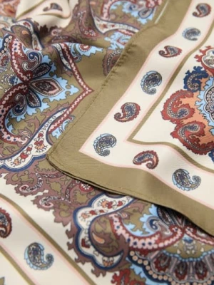 MANGO - Chustka ze wzorem paisley khaki - Rozmiar uniwersalny - Kobieta