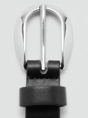 Cienki pasek z oczkami czarny - Kobieta - - MANGO