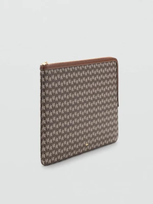 MANGO - Etui na laptopa z nadrukiem logo średni brązowy - Rozmiar uniwersalny - Kobieta