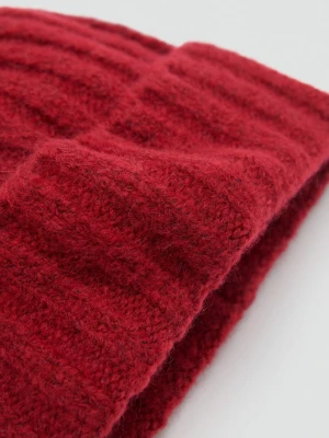 MANGO - Czapka z prążkowanej dzianiny kremowy / écru - Rozmiar uniwersalny - Kobieta