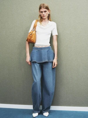 MANGO - Denimowa mikrospódnica średni niebieski - - Kobieta