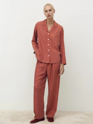 MANGO - Długa koszula jedwabna intensywny pomarańczowy - - Kobieta