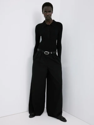 Długi mieszany kombinezon czarny - Kobieta - - MANGO