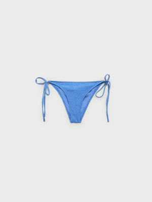 MANGO - Dół od bikini z haftowanymi kwiatami błękitny - - Kobieta