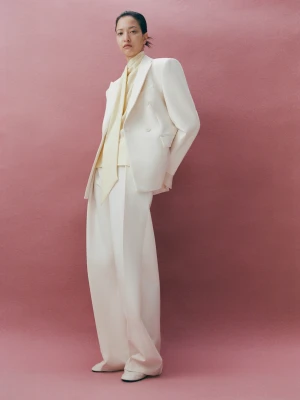 Dopasowana dwurzędowa marynarka kremowy / écru - Kobieta - - MANGO