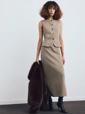 MANGO - Dopasowana kamizelka garniturowa brązowy - - Kobieta