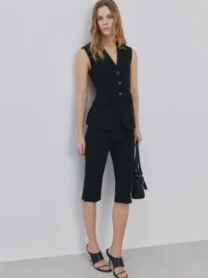 MANGO - Dopasowana kamizelka garniturowa czarny - - Kobieta