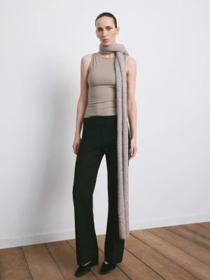 MANGO - Dopasowany crop top jasny/pastelowy brąz - - Kobieta