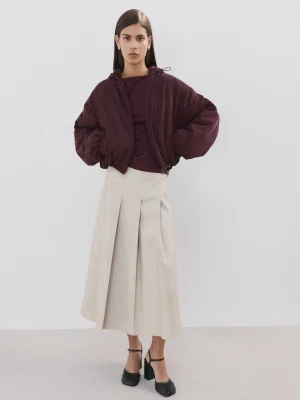 MANGO - Dopasowany top z bawełny burgund - - Kobieta