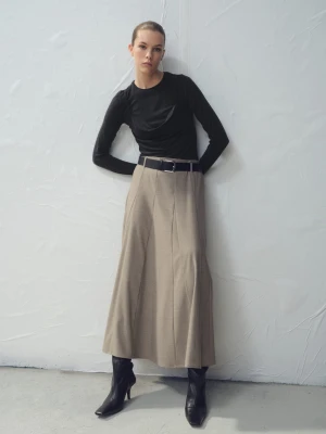 Drapowana koszulka z łączonych materiałów ciemnoszary - Kobieta - - MANGO