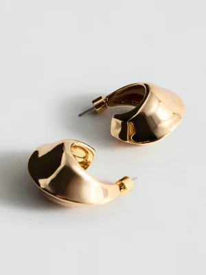 MANGO - Duże kolczyki w kształcie księżyca złoty - Rozmiar uniwersalny - Kobieta