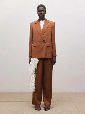 MANGO - Dwurzędowa marynarka garniturowa koniakowy - - Kobieta