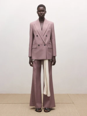 MANGO - Dwurzędowa marynarka garniturowa z wełny różowy - - Kobieta