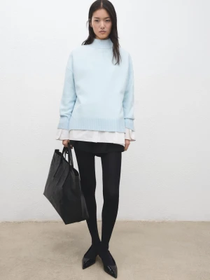 Dzianinowy sweter z rozcięciami błękitny - Kobieta - - MANGO