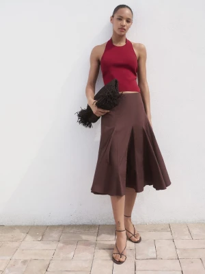 MANGO - Dzianinowy top z ozdobnym pierścieniem winny - - Kobieta