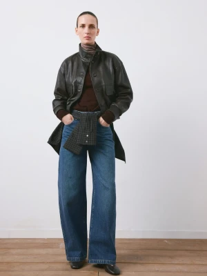 Dżinsy balloon ze średnim stanem ciemnoniebieski - Kobieta - - MANGO