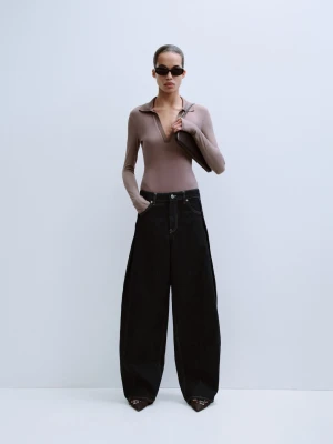 Dżinsy balloon ze średnim stanem czarny - Kobieta - - MANGO