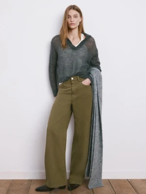 Dżinsy balloon ze średnim stanem khaki - Kobieta - - MANGO