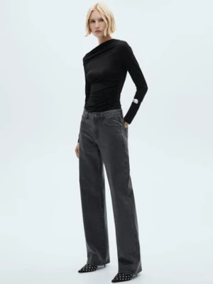 MANGO - DZINSY black denim - - Kobieta