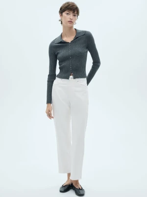 Zdjęcie produktu MANGO - Dżinsy Blanca o prostym kroju crop biały - - Kobieta