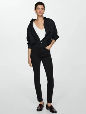 MANGO - Dżinsy Carla skinny z wysokim stanem black denim - - Kobieta