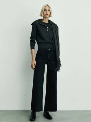 MANGO - Dżinsy Catherin culotte z wysokim stanem black denim - - Kobieta