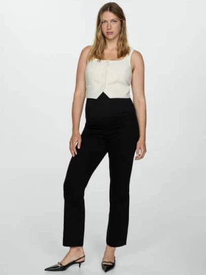 MANGO - Dżinsy ciążowe flare crop black denim - - Kobieta