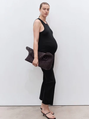 MANGO - Dżinsy ciążowe flare crop black denim - - Kobieta