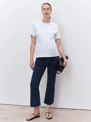 MANGO - Dżinsy ciążowe flare crop ciemnoniebieski - - Kobieta