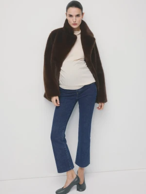 Dżinsy ciążowe flare crop ciemnoniebieski - Kobieta - - MANGO