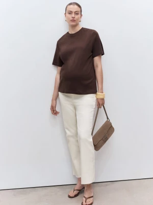 MANGO - Dżinsy ciążowe flare crop złamana biel - - Kobieta