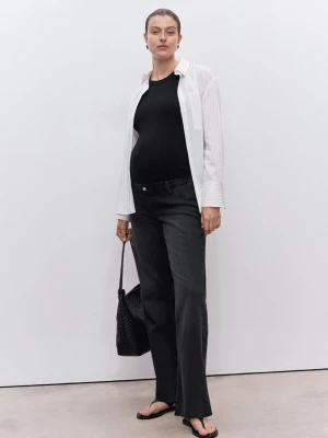 MANGO - Dżinsy ciążowe z prostymi nogawkami black denim - - Kobieta