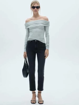 MANGO - Dżinsy Claudia slim crop black denim - - Kobieta