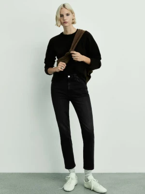 MANGO - Dżinsy Claudia slim crop black denim - - Kobieta