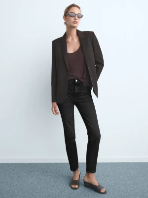 MANGO - Dżinsy Claudia slim crop black denim - - Kobieta
