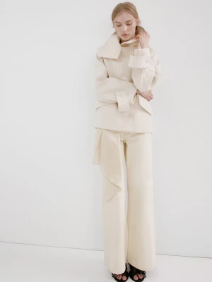 MANGO - Dżinsy flare ze średnim stanem kremowy / écru - - Kobieta