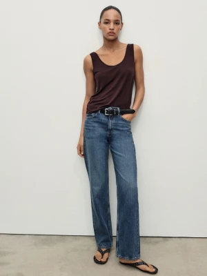 Dżinsy Matilda o prostym kroju ze średnim stanem ciemnoniebieski - Kobieta - - MANGO