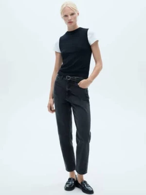 MANGO - Dżinsy Mom2000 mom z wysokim stanem black denim - - Kobieta