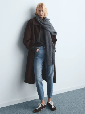 Dżinsy Newmom comfort z wysokim stanem średni niebieski - Kobieta - - MANGO