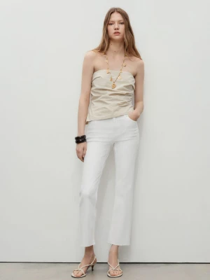 MANGO - Dżinsy Sienna flare crop biały - - Kobieta