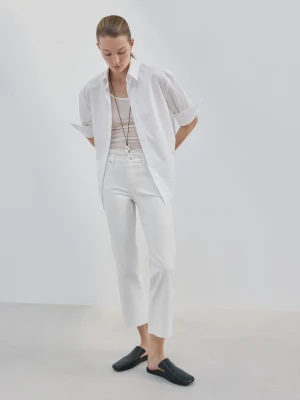 Dżinsy Sienna flare crop biały - Kobieta - - MANGO